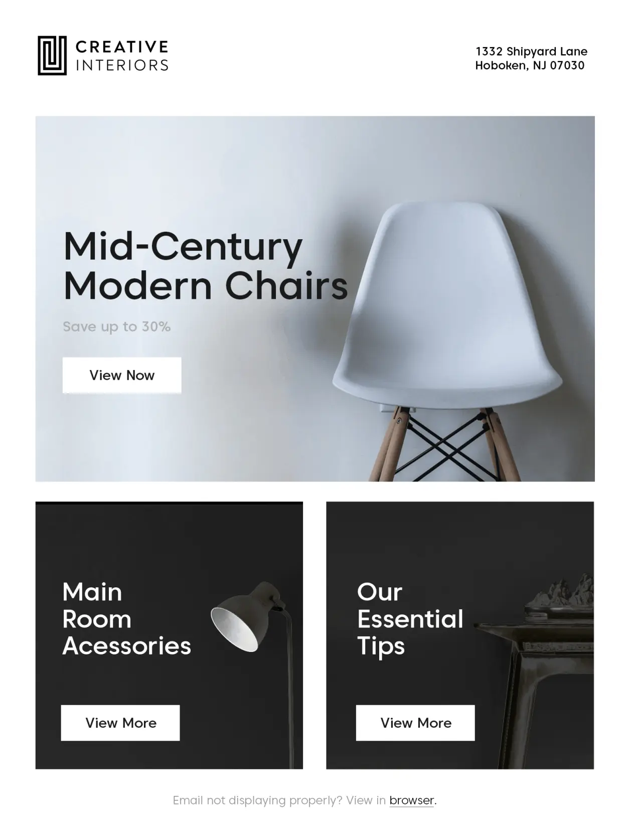 Creative Interiors promotional email
